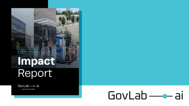 Banner image with the cover of the 2023-2024 GovLab Impact Report